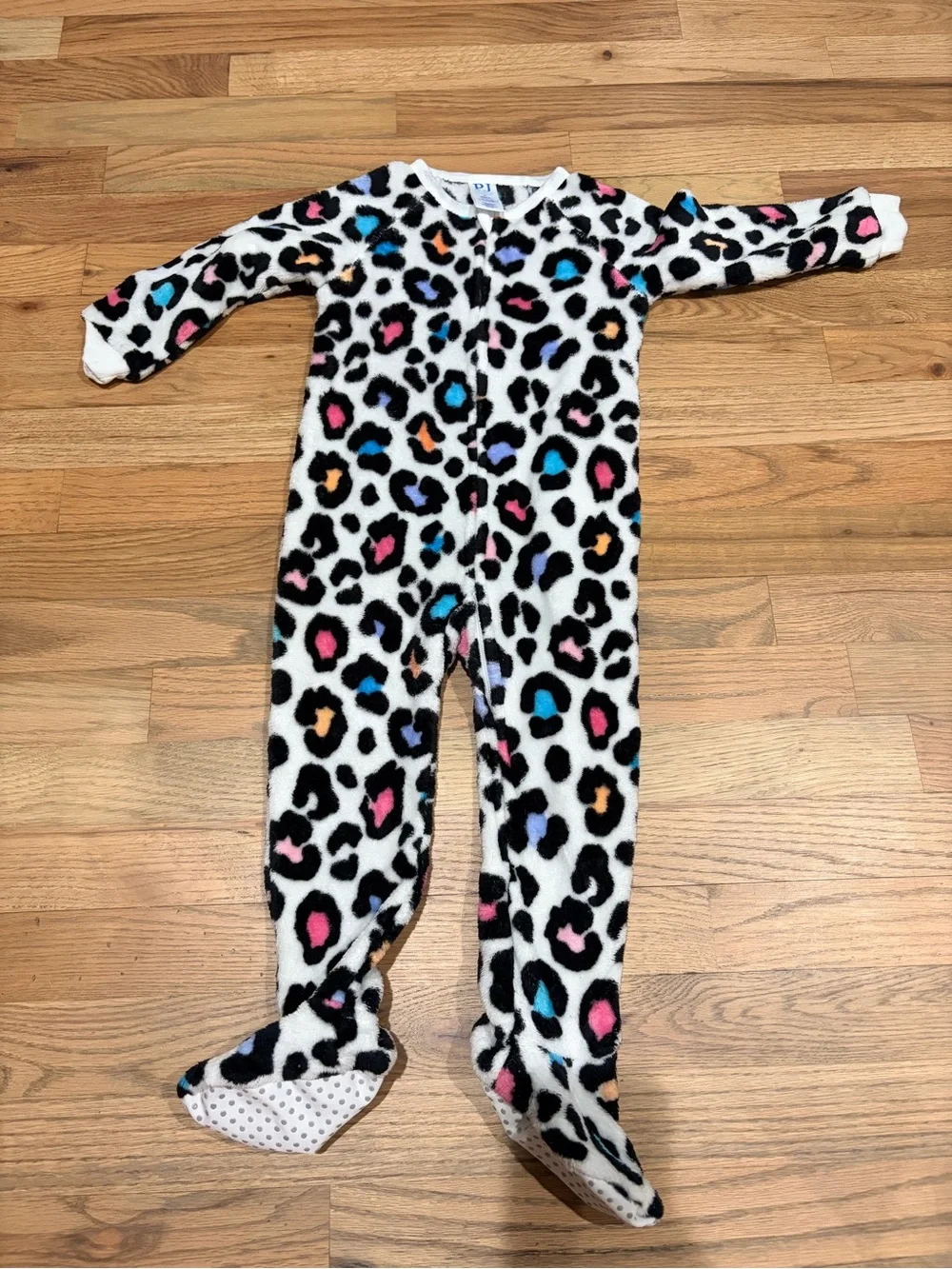 Toddler girl zip up fleece footie pajamas